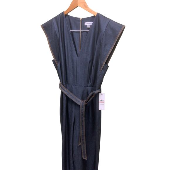 Calvin Klein Soft Dark Blue Jumpsuit Sz 12 NWD - Picture 3 of 12